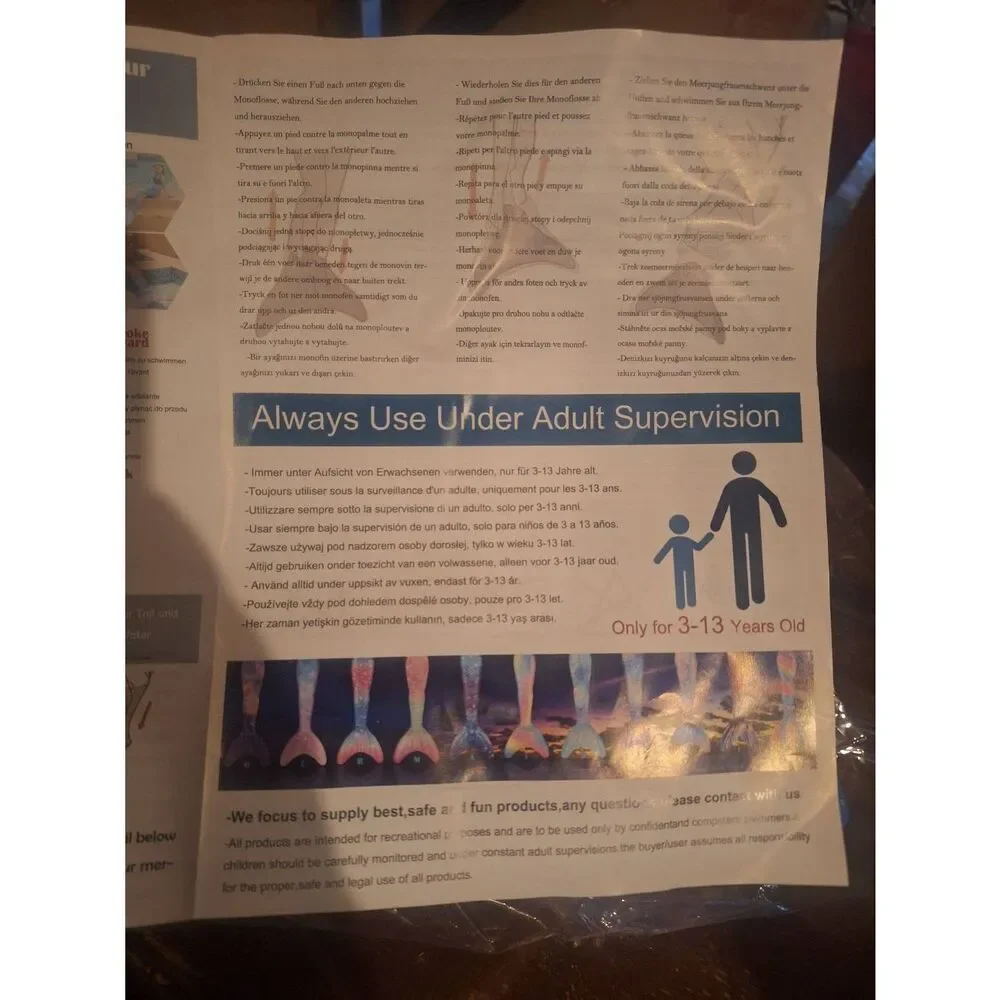 She Pretty Mermaid Tail with‎ Monofin Mermaid Swimsuit Bikini Sz 110 (4-5y) NEW - Picture 3 of 3